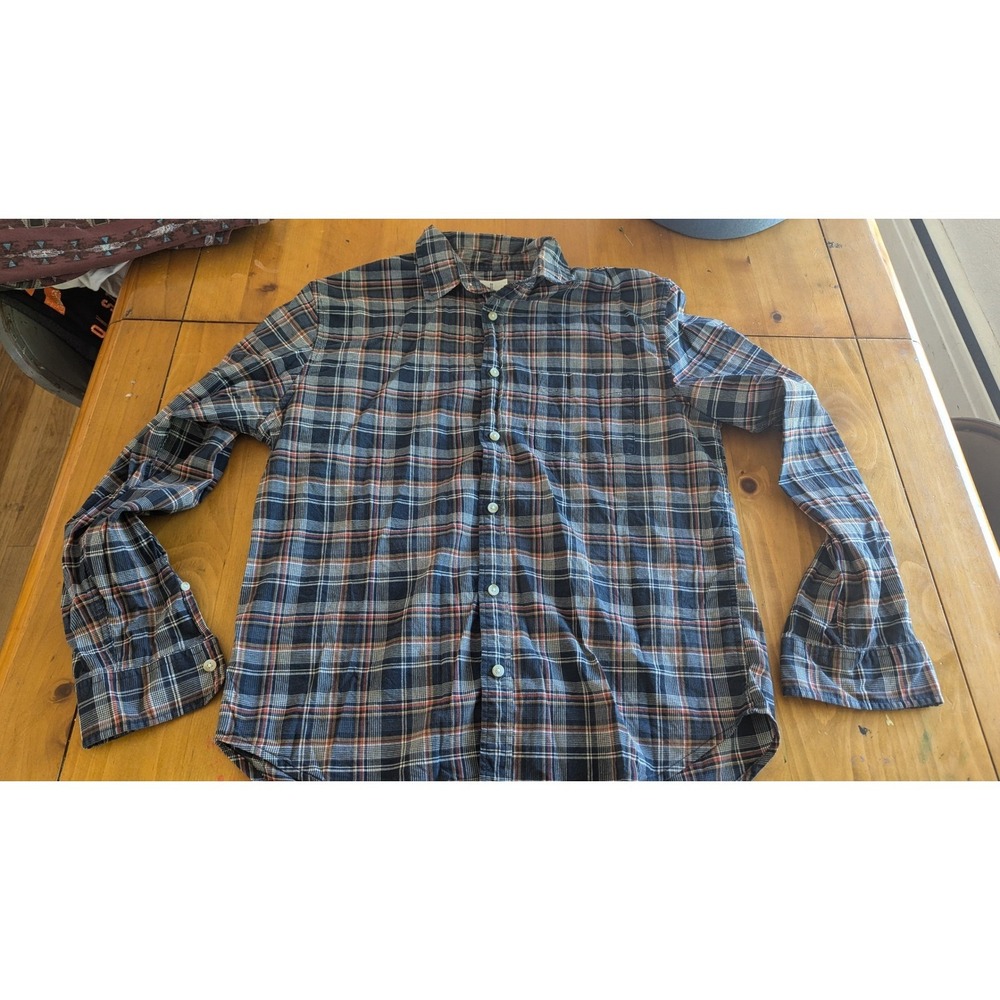 Mutual Weave Mens Plaid Flannel Shirt Long Sleeve Button Down Casual‎